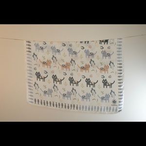 🆕white cartoon cats&fish square scarf